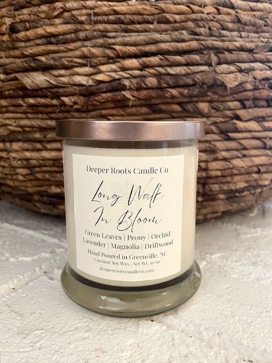 Long Walk In Bloom coconut soy wax candle by Deeper Roots
