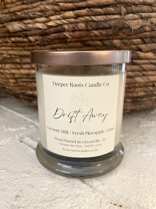 Drift Away coconut soy wax candle by Deeper Roots