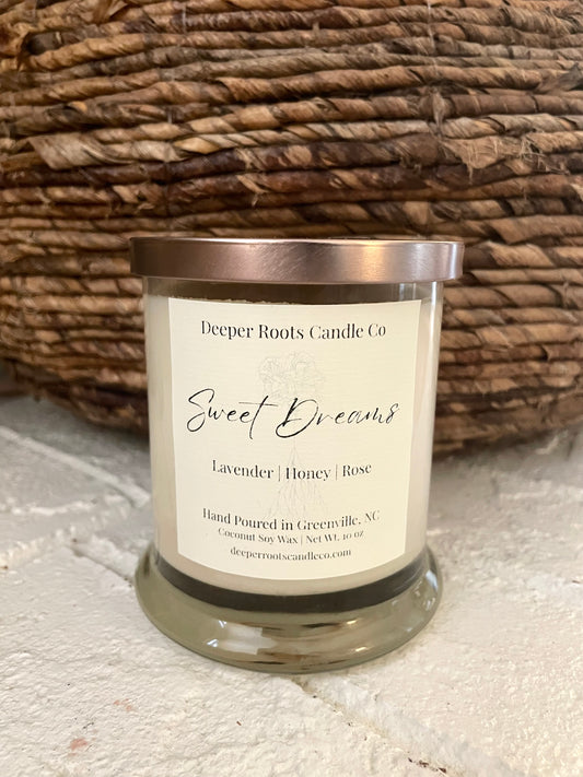 Sweet Dreams coconut soy wax candle by Deeper Roots