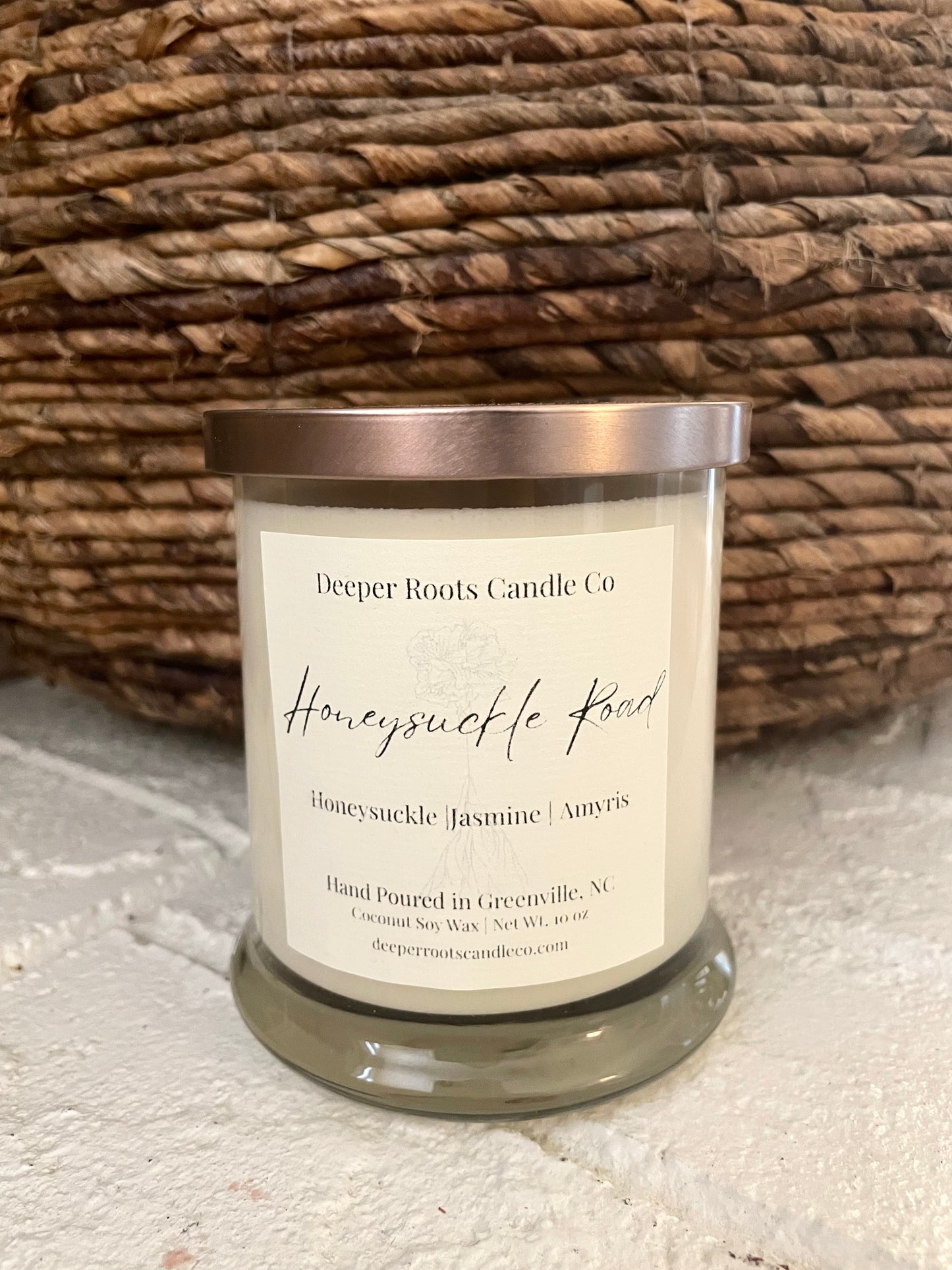 Honeysuckle Road coconut soy wax candle by Deeper Roots