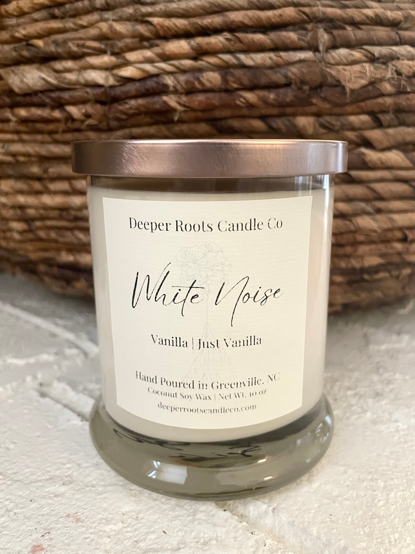 White Noise coconut soy wax candle by Deeper Roots