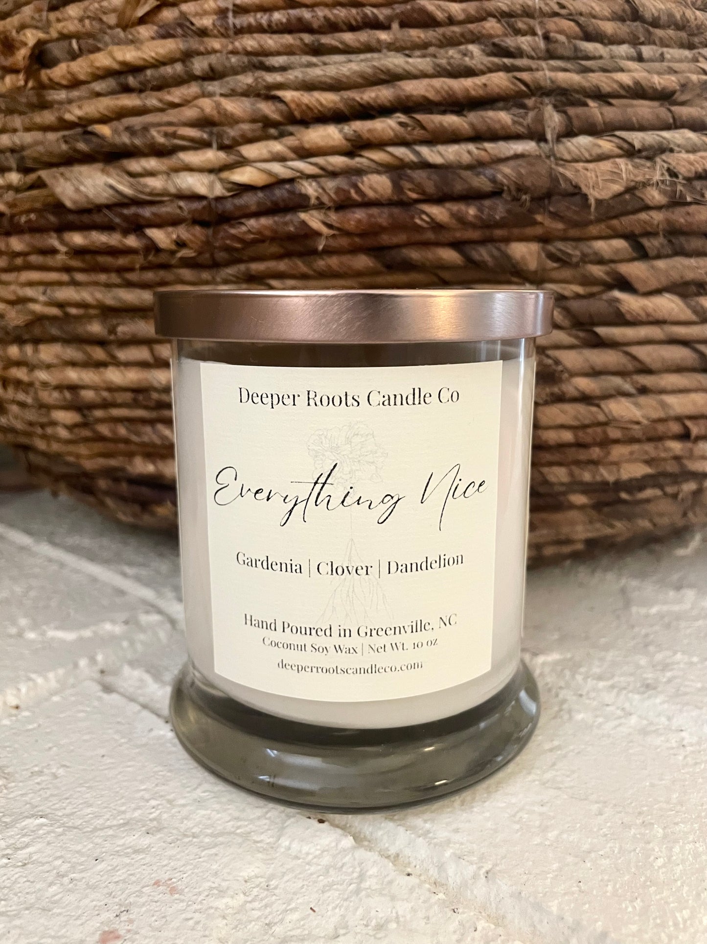 Everything Nice coconut soy wax candle by Deeper Roots