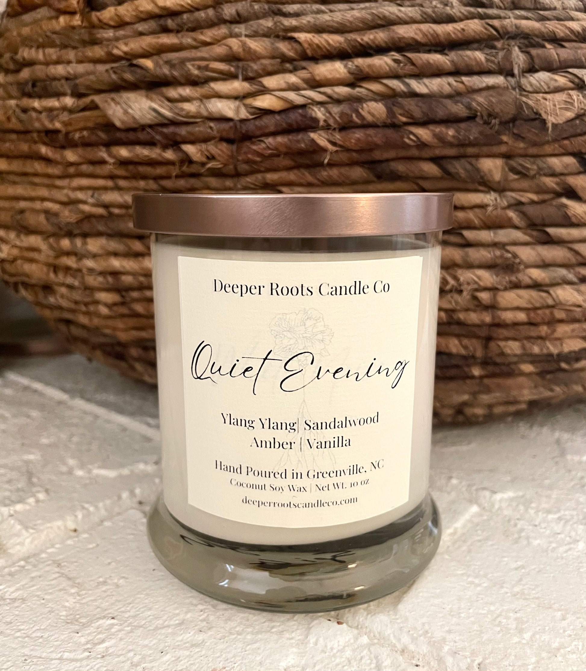 Quiet Evening coconut soy wax candle by Deeper Roots